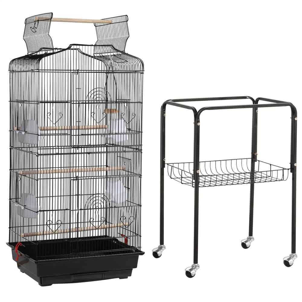 Grande cage à oiseaux Yaheetech avec support - 92 x 46 x 35,3 cm - Espacement des barreaux : 1 cm