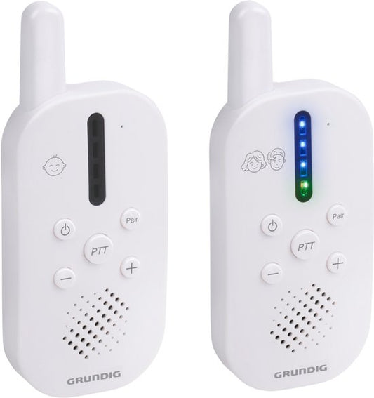 Babyphone audio DECT Grundig - Babyphone d'une portée de 150 m - Unité parents et unité bébé - avec indicateur sonore à LED et fonction interphone - Accessoires pour chambre de bébé - Blanc