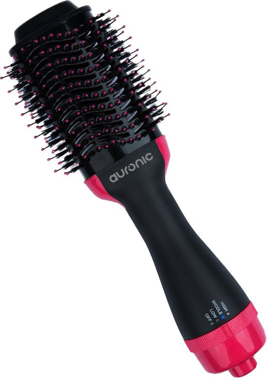 Auronic 3-in-1 Brosse sèche-cheveux pour plus de volume, de style et de boucles - Airstyler - Brosse à boucler - Brosse magique en céramique - 1000W - Ø 45 mm - Noir/Rose