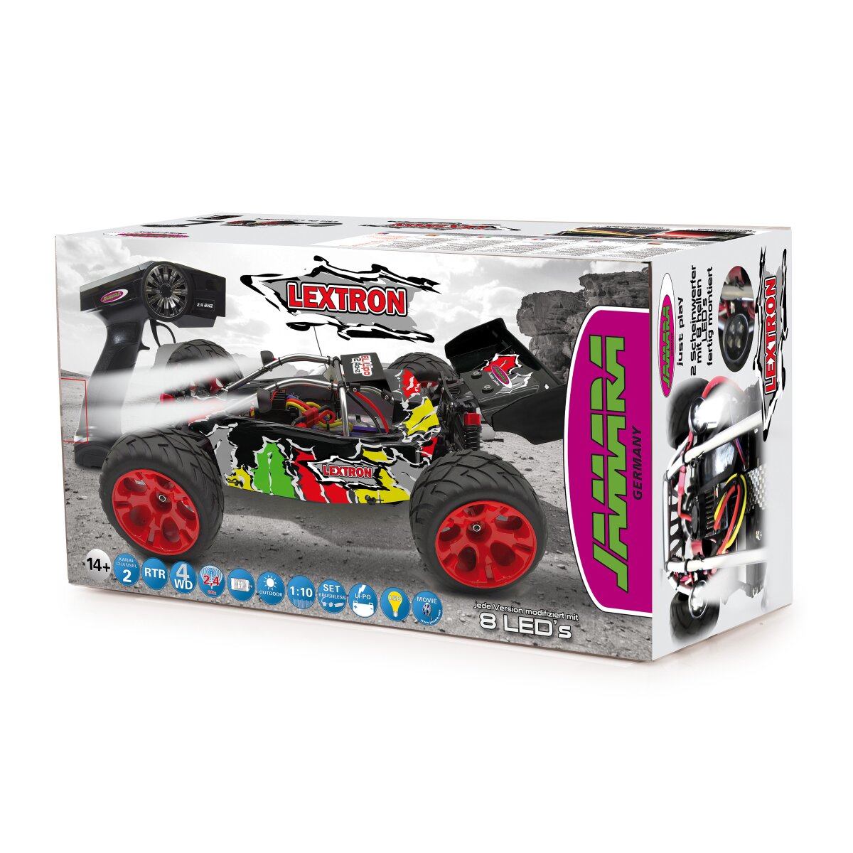 Jamara Lextron Desertbuggy 4WD - 1:10 - 35 km/h - Gris - Avec LED et batterie NiMh