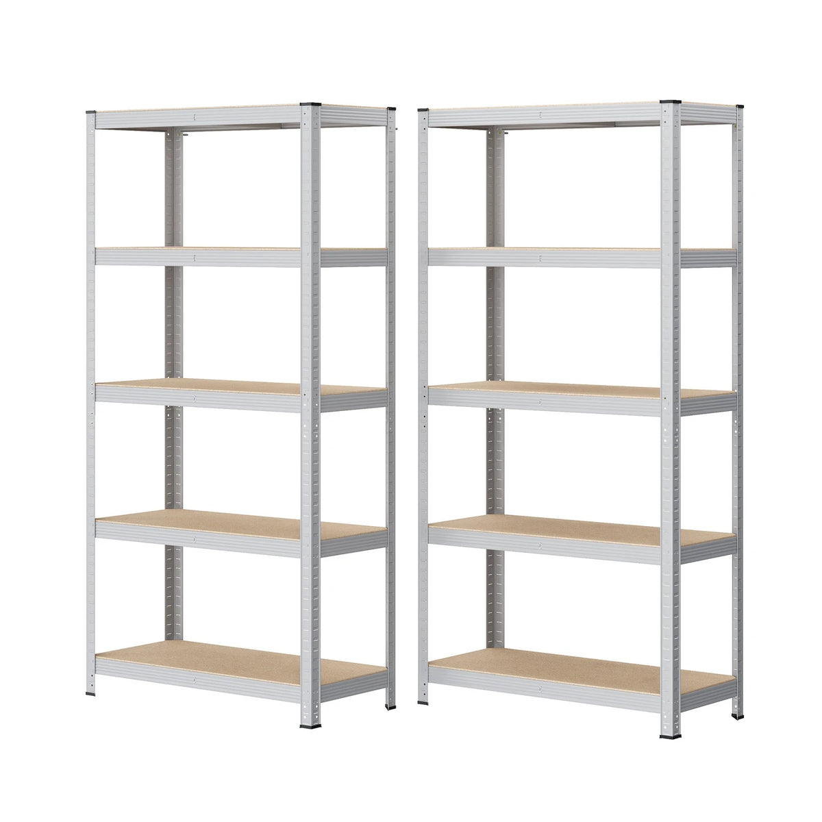 Ensemble de rayonnages Ochama, lot de 2 - 5 niveaux - 90 x 40 x 180 cm - 175 kg par étagère - Acier et MDF - Argent