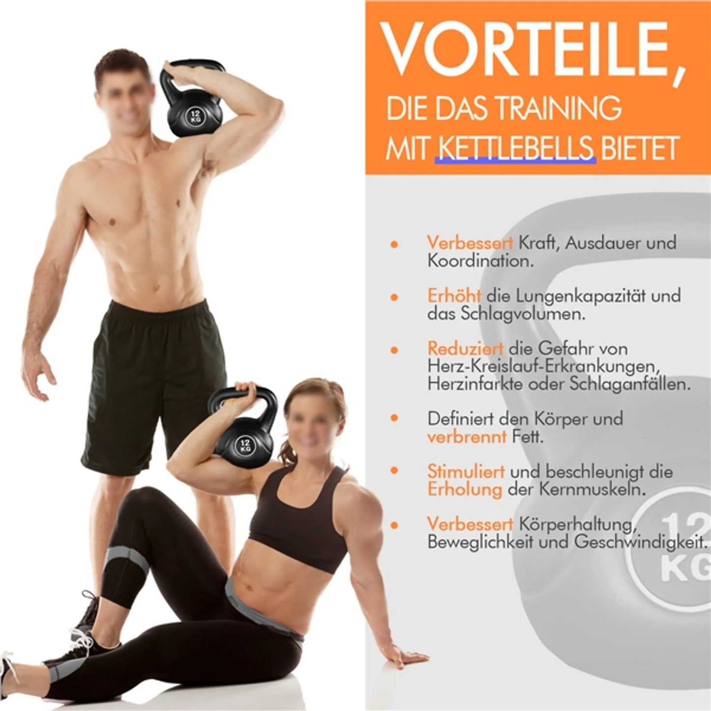 Yaheetech Kettlebell 12 kg - 26 x 22 x 30 cm - Boîtier en plastique dur, bords arrondis et base plate - Pour l'entraînement de la force et l'utilisation à domicile - Plastique noir et béton