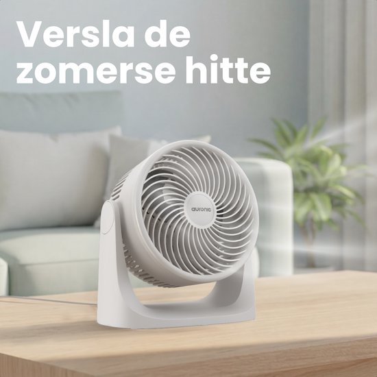 Ventilateur de table Auronic - 3 vitesses - Mini-ventilateur - Ventilateur sur pied - Possibilité de fixation murale - 41 dB - Oscillation à 90° - Portée de 7 mètres - Blanc