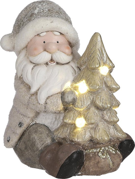 Décoration de Noël House of Seasons Kerstman, 25x22x30 cm, Gris