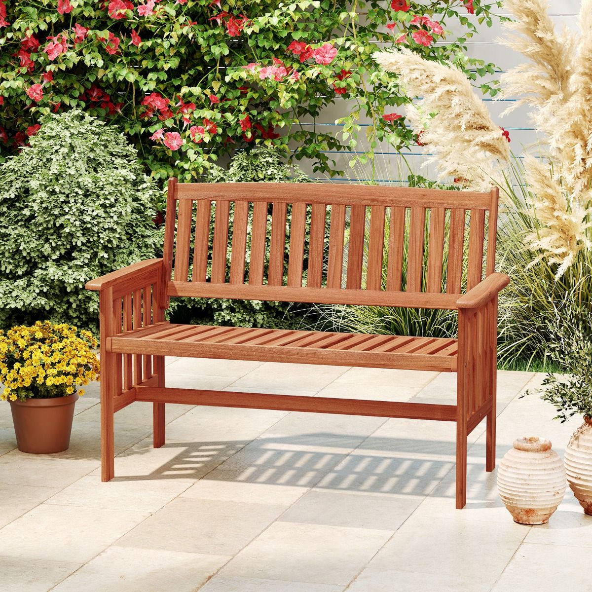 Banc de jardin en bois Coast - 2 places - dossier réglable - couleur naturelle - 119 x 59,5 x 89 cm