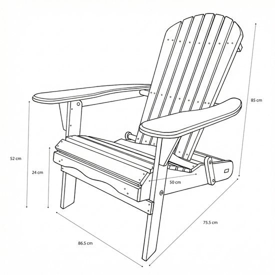 Chaise AXI Rosalie Adirondack Grise – Chaise de détente en bois avec accoudoirs – Pliable – Dossier haut – Chaise de jardin – 75,5 x 86,5 x 85 cm – 100 % bois de pruche certifié FSC