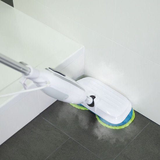 Nettoyeur vapeur Livington Steam Twister avec double tête de nettoyage rotative, nettoie, frotte et fait briller, système de vapeur à 3 niveaux, vapeur à 120 degrés, nettoyeur vapeur à main, blanc