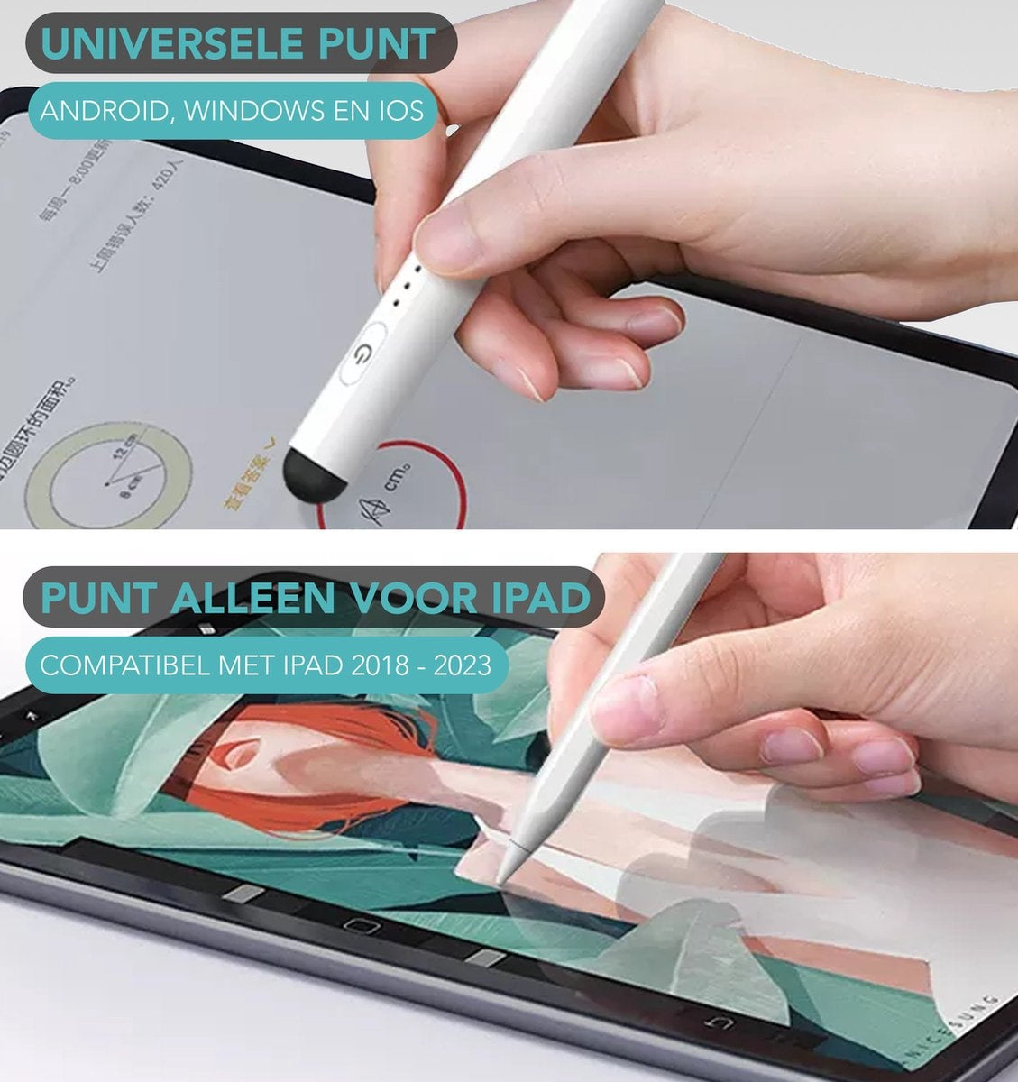 Achaté Stylus Pen Pro - Alternatief Apple Pencil en Universele Stylus - Met Handdetectie - Wit