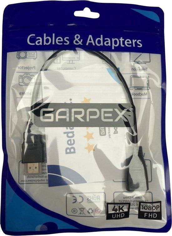 Garpex® Câble d'extension HDMI - Adaptateur HDMI mâle vers HDMI femelle - 4K 30Hz Ultra HD - 30cm