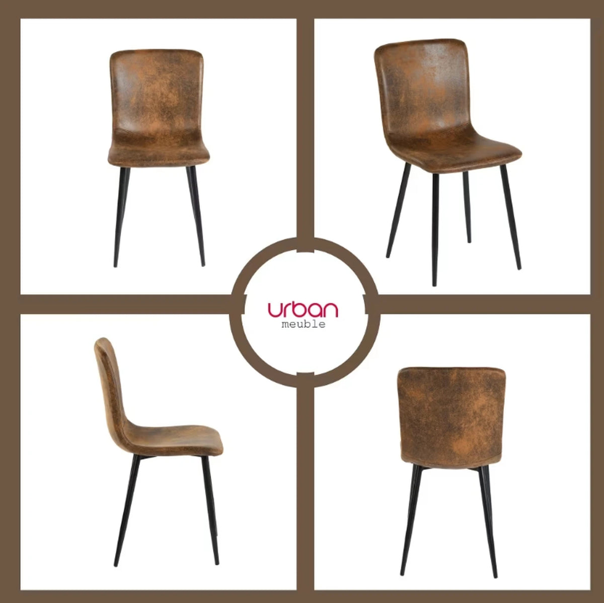 Ensemble de 4 chaises Urban Meuble - Chaises de salle à manger de luxe, gris, imitation fourrure - 44 x 54 x 87 cm