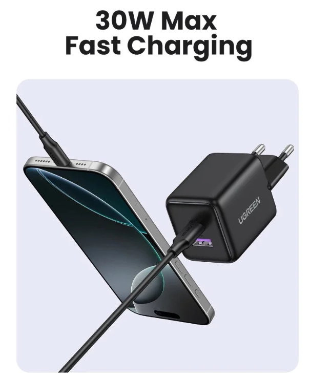 Chargeur réseau Ugreen X516 GaN 30 W - Rose - USB-A et USB-C