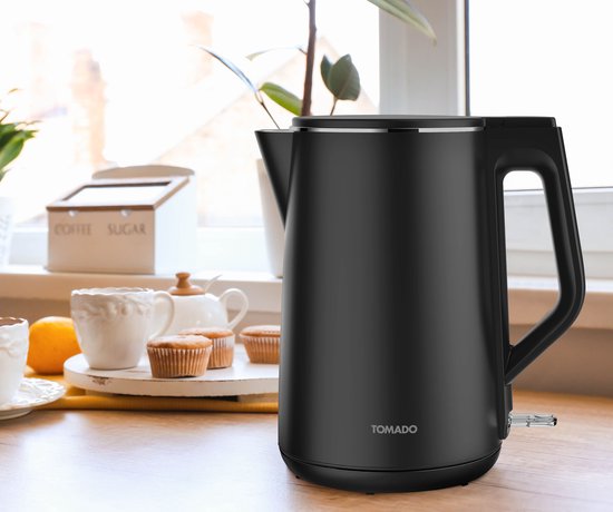 Tomado TWK1708B - Bouilloire - 1,7 litres - Double paroi - 2200 watts - Sans BPA - Noir mat