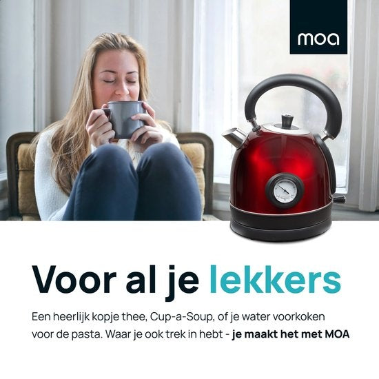 MOA Retro Kettle Red 1.8 litres - Électrique - acier inoxydable - EK3TR