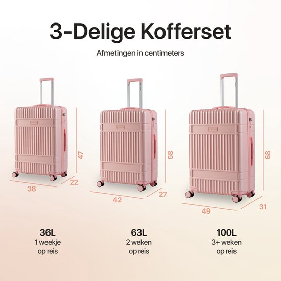 SKYCASES Classic Heritage - Grande valise de voyage - TSA Lock - 76x52x30 cm - 100L - XL Rolling Suitcase - 360° noiseless wheels - Lightweight - Trolley - Pink