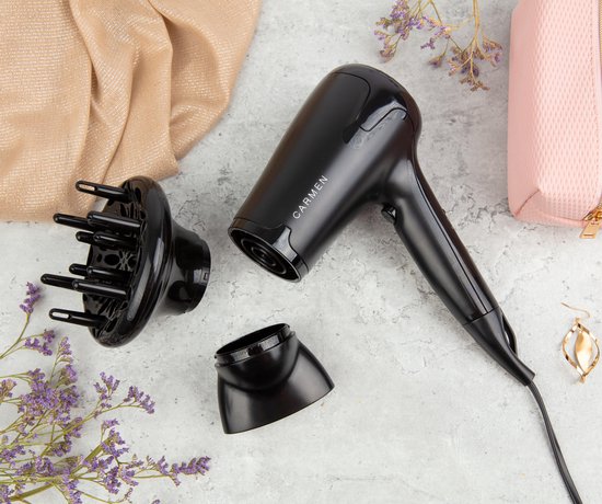 Carmen HD1695 - Sèche-cheveux - 1700W - Diffuseur - Fonction Coolshot - Noir
