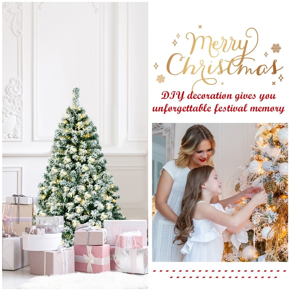 Coast 135 cm sapin de Noël enneigé avec pied en métal