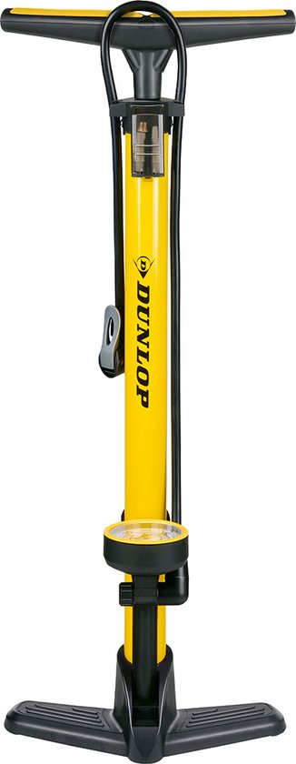 Pompe à vélo Dunlop avec manomètre - Pompe à vélo pour valve Dunlop, Schrader et française - Pompe sur pied avec adaptateurs pour jouets aquatiques et balles