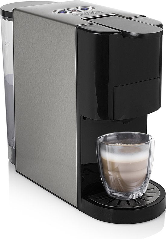Machine à café Princess 249451 Multi Capsule - 5 en 1 - Compatible avec les capsules Nespresso et Dolce Gusto - Noir / Argent