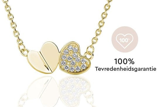 Yolora Collier femme avec pendentif - Coeurs - Cristaux Kalpa Camaka - Couleur or - Plaqué or jaune 18K - Collier femme or - Bijoux - Collier - Boîte cadeau de luxe - Boîte cadeau - Emballage cadeau - Magnifique emballage cadeau