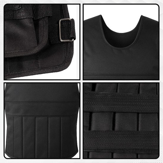 Fitby Gilet de musculation ajustable 20KG - Gilet de musculation - Gilets de musculation - Poids - Musculation et Crossfit - Cardio - Convient à partir de la taille L- Noir