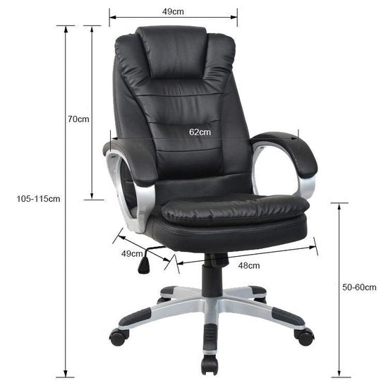 VDD Gaming Desk Chair - Ergonomique mobile - Noir - 62x50x115cm
