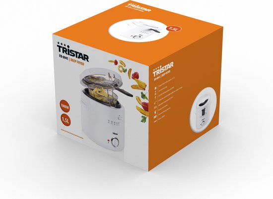 Friteuse Tristar 1,5 litre - FR-6941 - Friteuse 1 000 W - Revêtement antiadhésif - Blanc