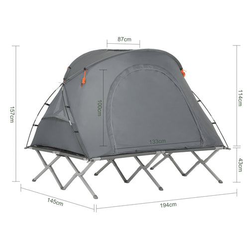 SoBuy Tente de camping - OGS60-L-HG - 2 personnes - pliable - lit inclus - 194 x 145 x 157 cm - gris