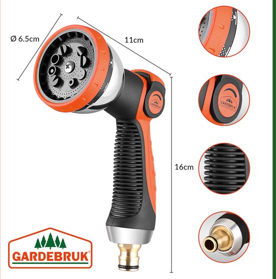 Tuyau d'arrosage flexible Gardebruk - 15m 1/2" 3/4" Inch Wall Mounted - Orange