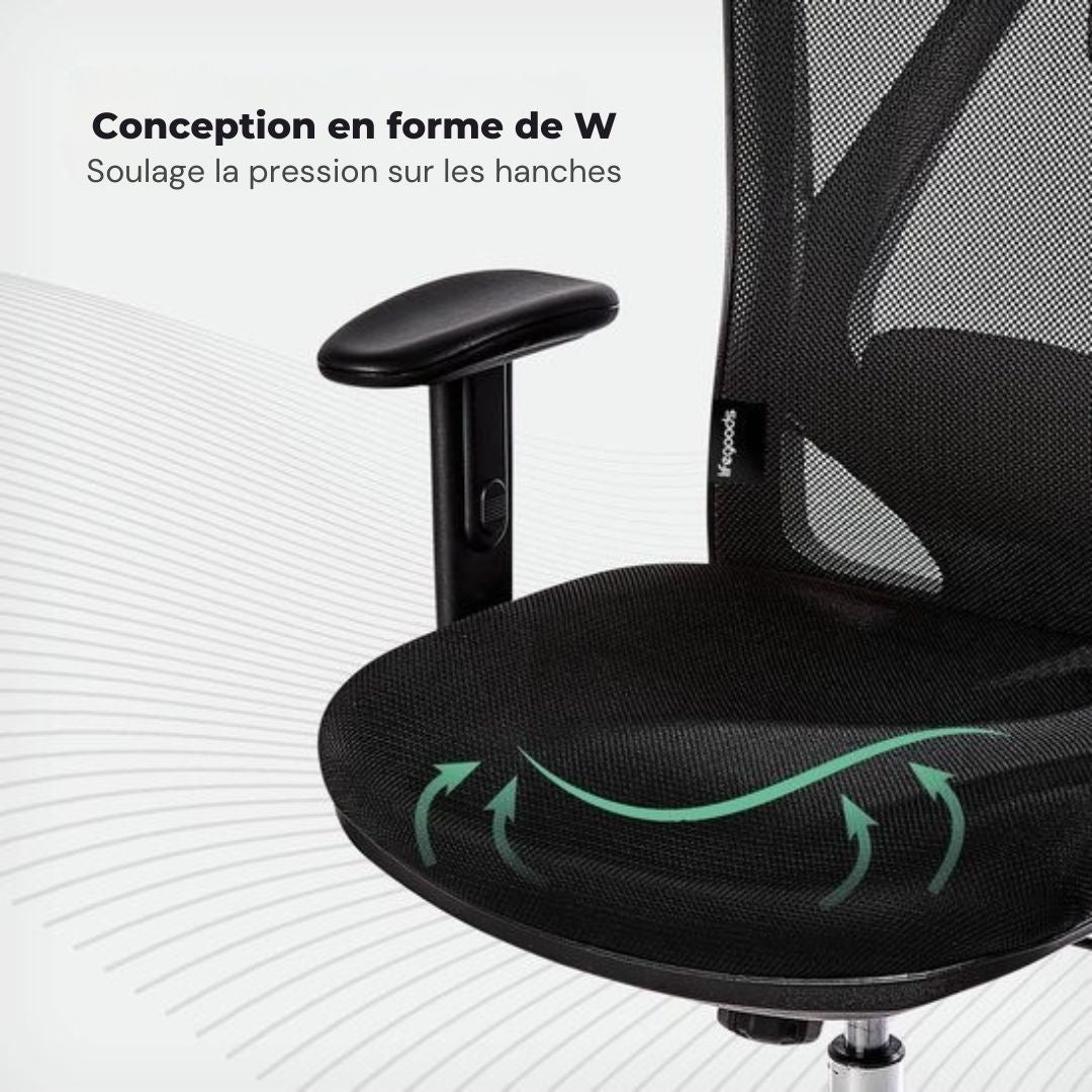 Chaise de bureau ergonomique - LifeGoods - Réglable - Jusqu'à 136 kg - Noir