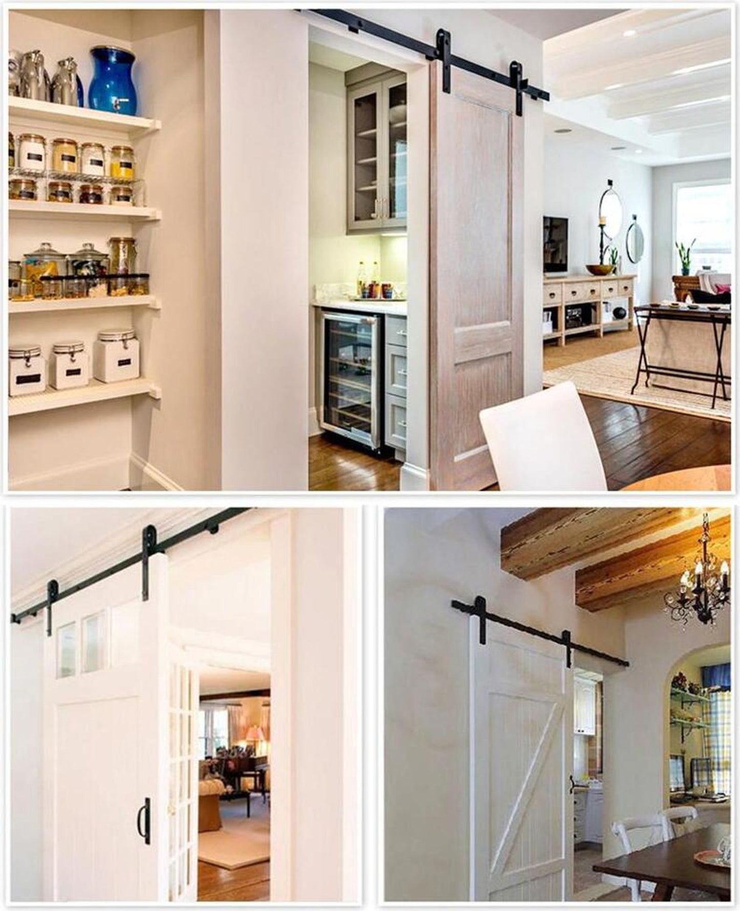 Yaheetech Sliding Door Rail System - 200 cm - Black - Complete Hardware for Wooden Sliding Door up to 100 kg