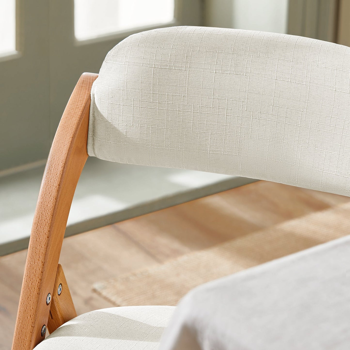 SoBuy Chaise pliante en bois avec assise rembourrée - 47x57x79 cm - Hêtre - Blanc