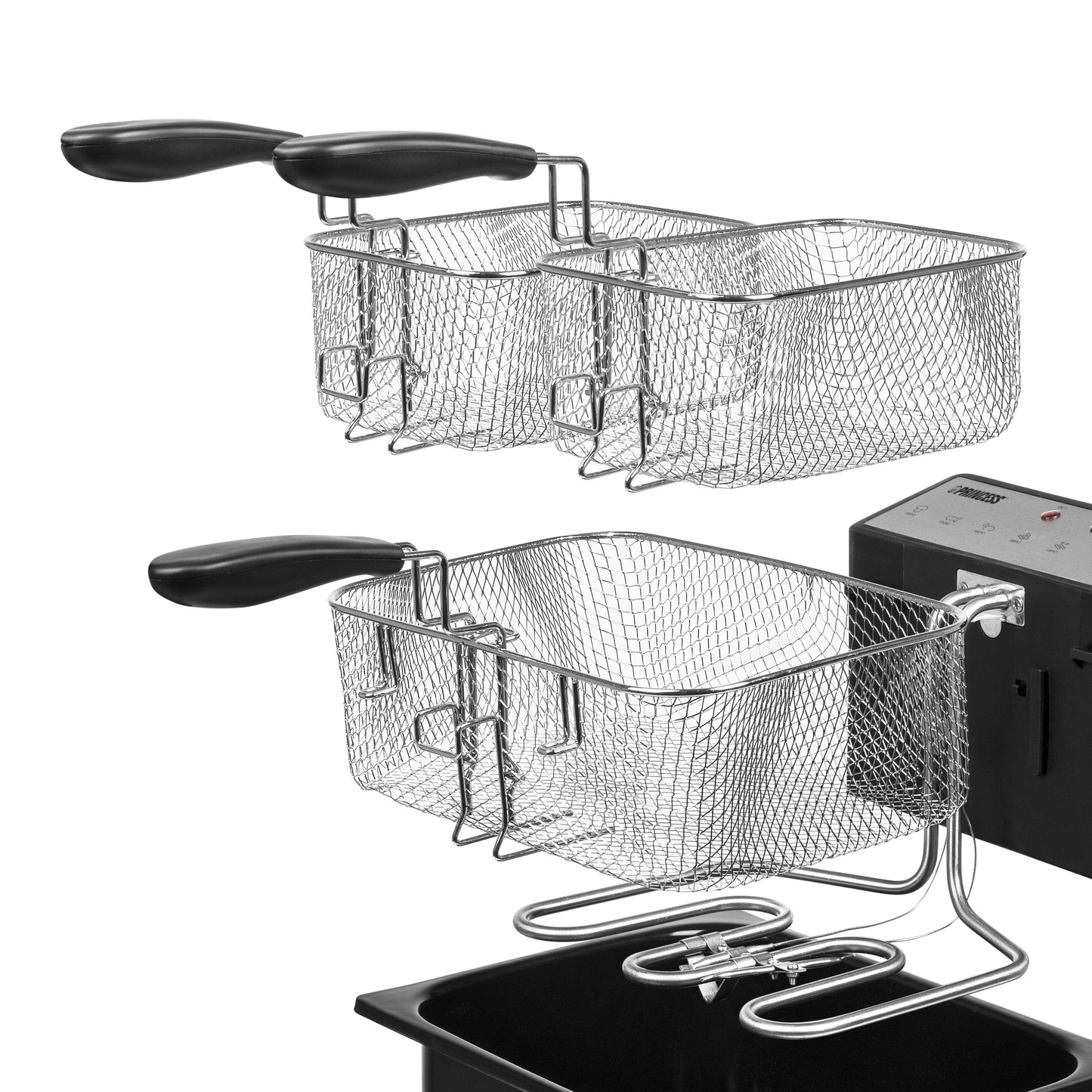 Friteuse Princess 185000 - 5 L - 3 270 W - 3 paniers à friture - Acier inoxydable/Noir