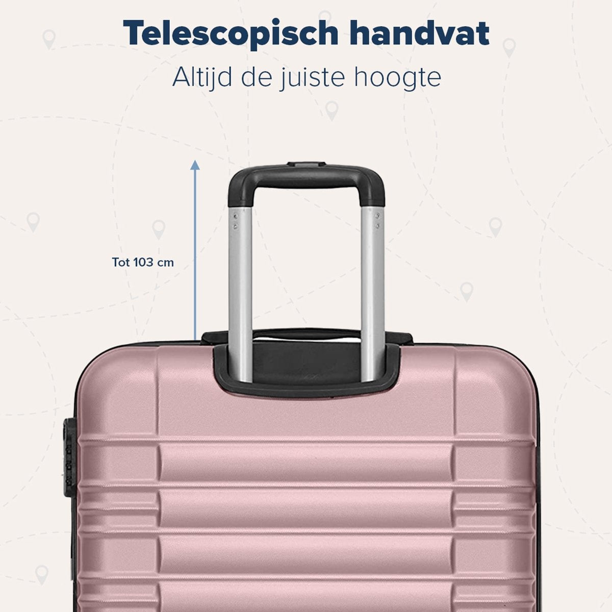 TRVLMORE Set de valises - 3 pièces - 38L (bagage à main) + 70L + 110L - Rose Gold