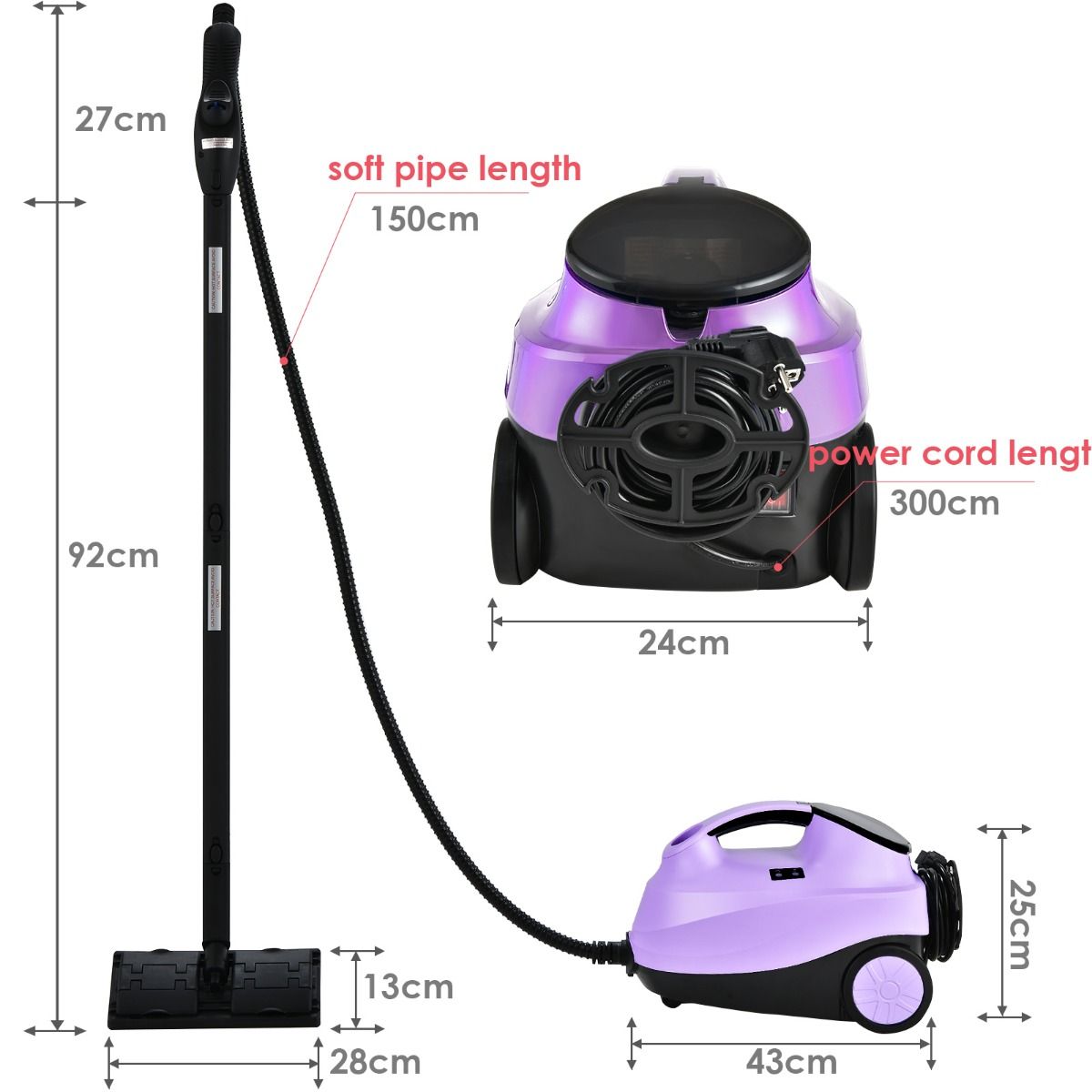 Coast Nettoyeur vapeur multifonction - Accessoires inclus - 2000W - Réservoir 1.5L - Violet