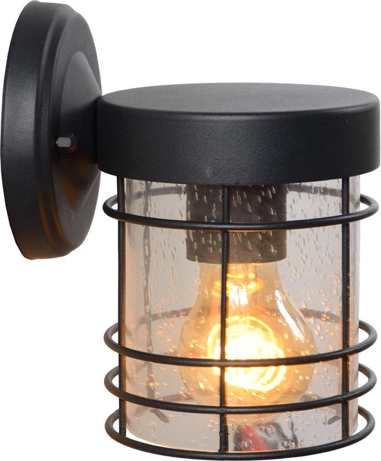 Lucide KEPPEL - Applique murale intérieur/extérieur - 1xE27 - IP23 - Noir
