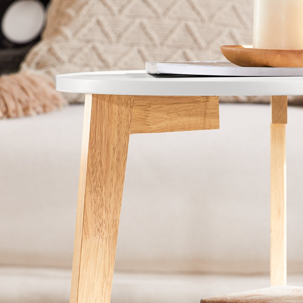 SoBuy FBT75-W Lot de 2 tables basses - hévéa - blanc - 50x45 & 44x40 cm