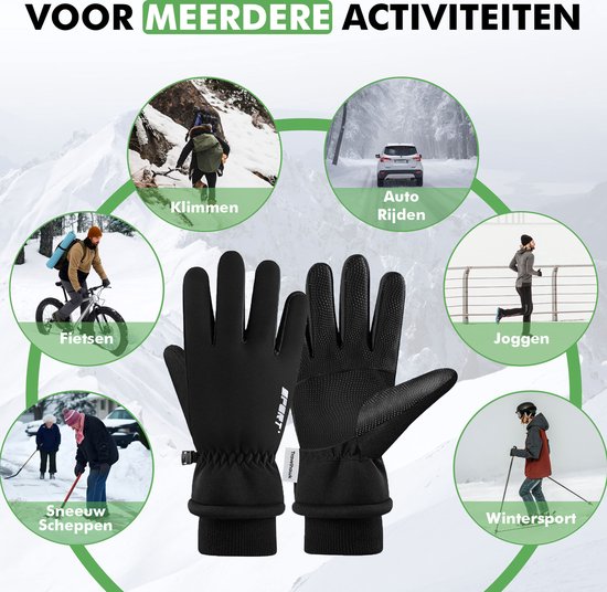 Travelhawk Touchscreen Gloves - Extra Warm - Splashproof Gloves Men - Gloves Ladies - Gloves Winter - Scooter/Bike - Black - L/XL