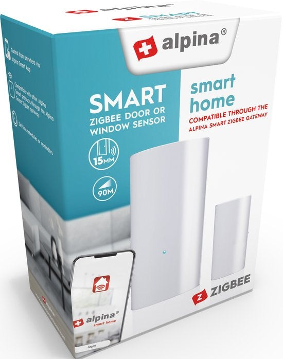 alpina Smart Home Motion Sensor - Détecteur de porte et de fenêtre - Détecteur de mouvement - Portée de 90 mètres - Blanc