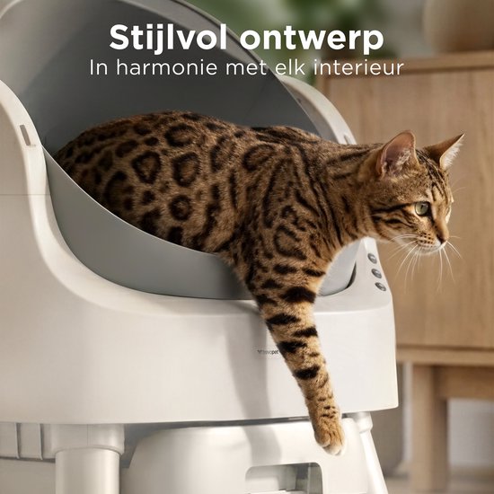 TrevoPet® Bac à litière automatique - autonettoyant et sûr - pour chats jusqu'à 12 kg - tapis, 60 sacs à déchets et accessoires inclus - poubelle de 10 litres - blanc et gris