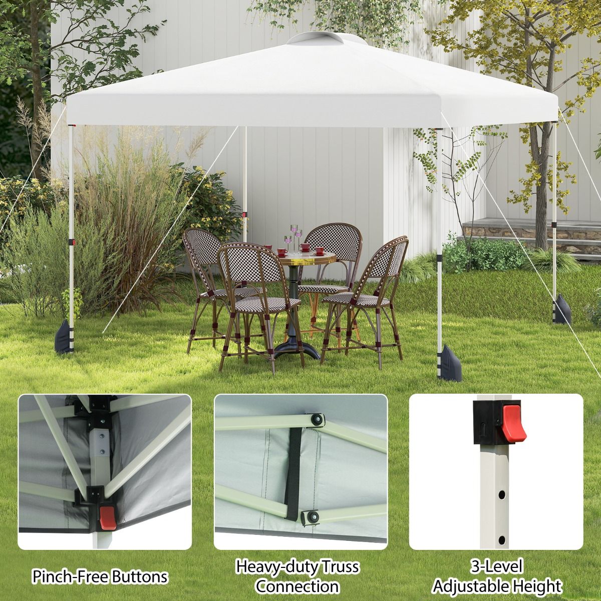 Pavillon de jardin éphémère Coast - 3 x 3 m - paroi latérale amovible - blanc