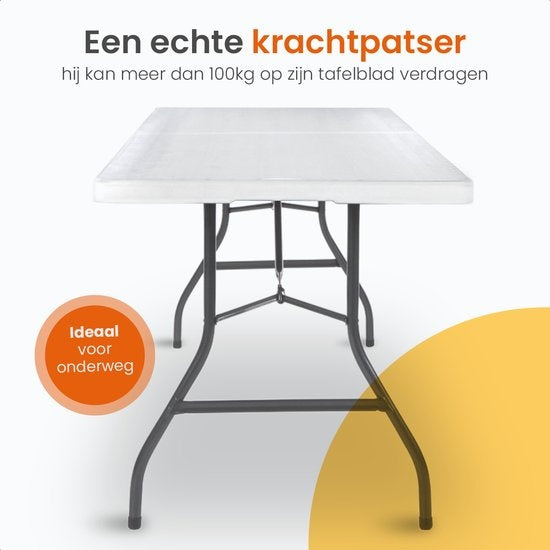 Goliving Table pliante - Table pliante - Table de camping - Table pliante d'extérieur - Résiste aux intempéries - 180 x 70 x 74 cm - Blanc