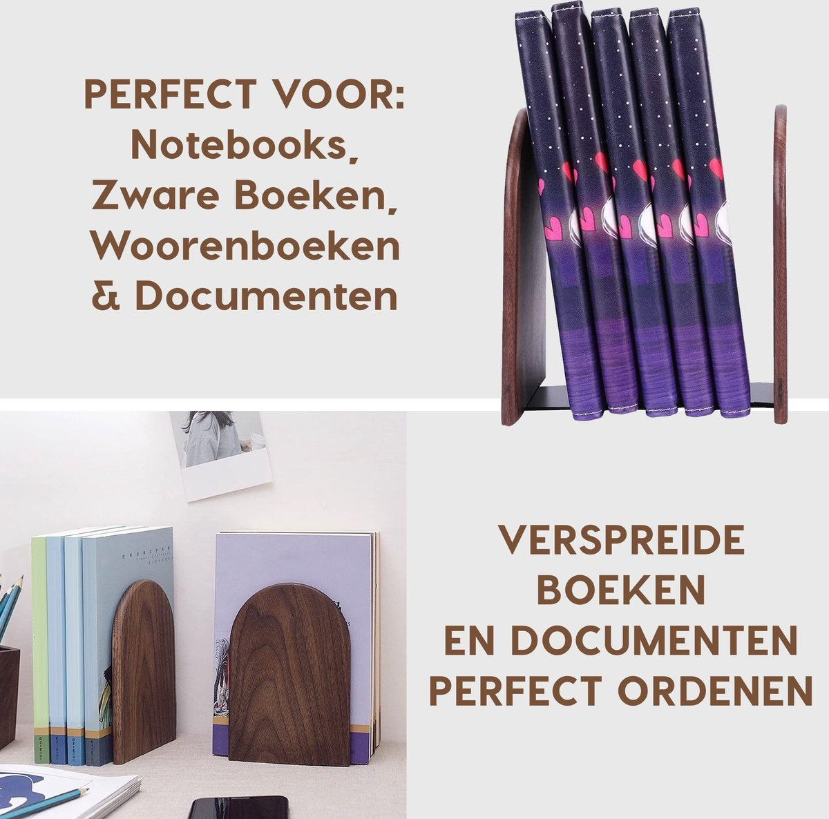 MATTI® - Boekensteun - Boekenhouder - Boekhouder - Boeksteun - Boekensteunen - Walnoothout