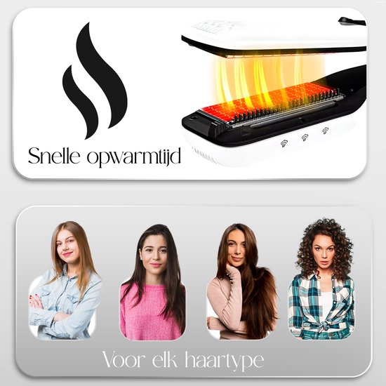 Sansbeauté® Steam Straightener - Lisseur à vapeur - Plaques larges - Lisseur professionnel - Lisseur à vapeur - Blanc