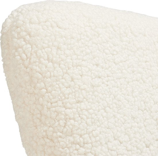 tectake® Fauteuil de style scandinave - Avec pouf - Teddy chair Hygge - Chaise pour le salon, la chambre - Chaise longue - Pieds en métal doré - Capacité jusqu'à 150 kg - Crème