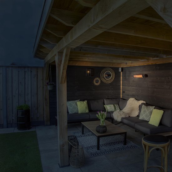 Radiateur de terrasse ambiance – VONROC - Marsili 2000W – Haute rendement – Lampe à faible éblouissement – 2 niveaux de chaleur – Avec télécommande