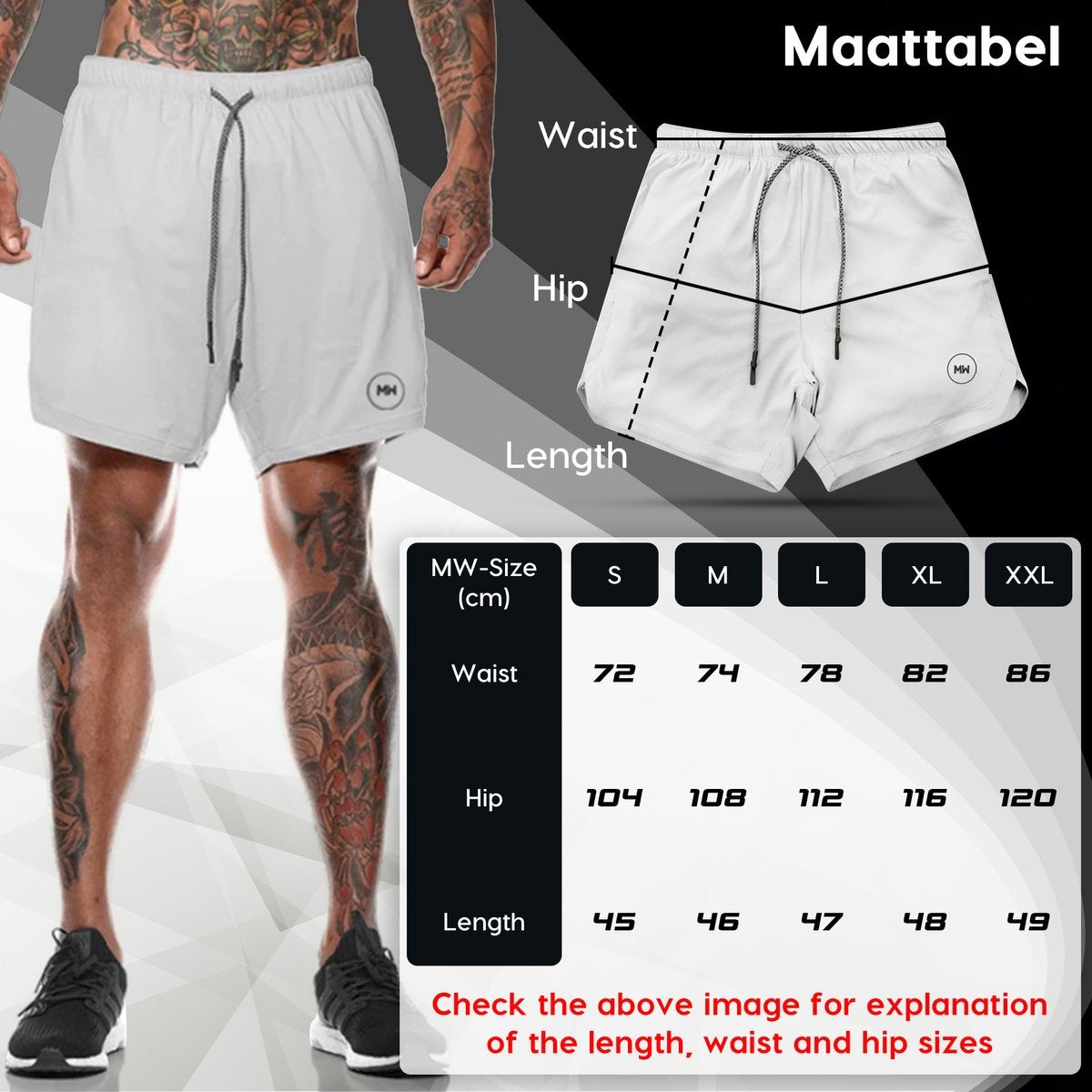 MW® - Pantalon de sport pour homme - Pantalon de fitness - Vêtements de sport - Short 2 en 1 - Pantalon de course à pied (Gris - S)