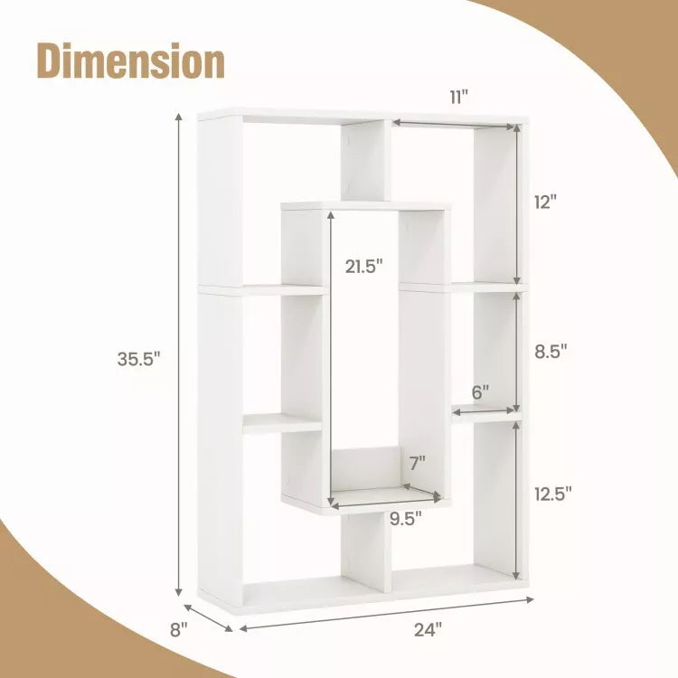 Bibliothèque Coast - 7 compartiments - Design anti-basculement - 61 x 20 x 90 cm - Blanc