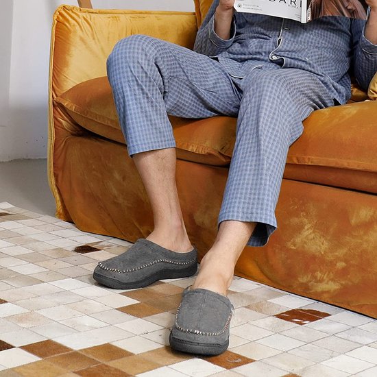 Chaussons Hommes - Chaussons - Mocassins - Gris - Antidérapant - Taille 42/43 - Comfeet