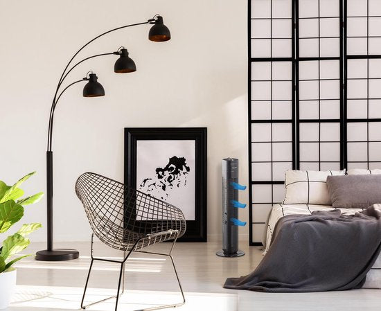 Bestron Ventilateur de tour, Ventilateur avec 3 vitesses et fonction de rotation de 75°, minuterie incluse, hauteur : 78 cm, 35W, AFT760Z, couleur : noir