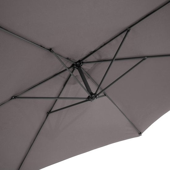 Parasol flottant en aluminium - Tectake® - Diamètre 350 cm - Inclinable - Protection UV - Housse de protection incluse - Gris